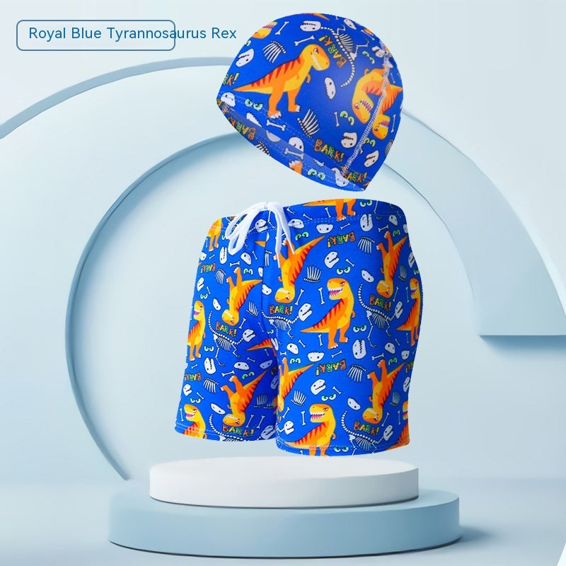 Children's Swimming Trunks Beach Vacation With Swimming Cap Suit: Size height 110-125cm. Weight 15.00kg-25.00kg