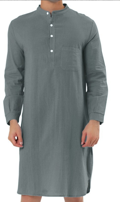 Fashion Simple Pocket Men's Shirt Robe