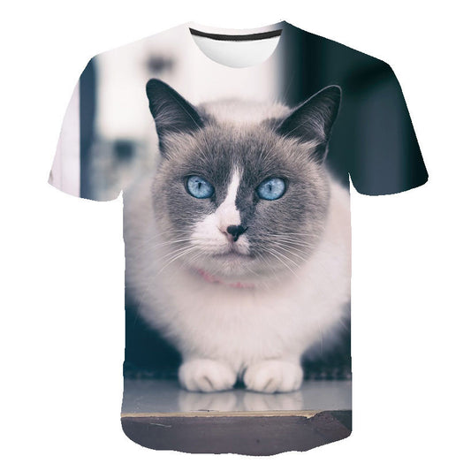 Digital Cartoon Print Loose Boy's and Men's T-shirt