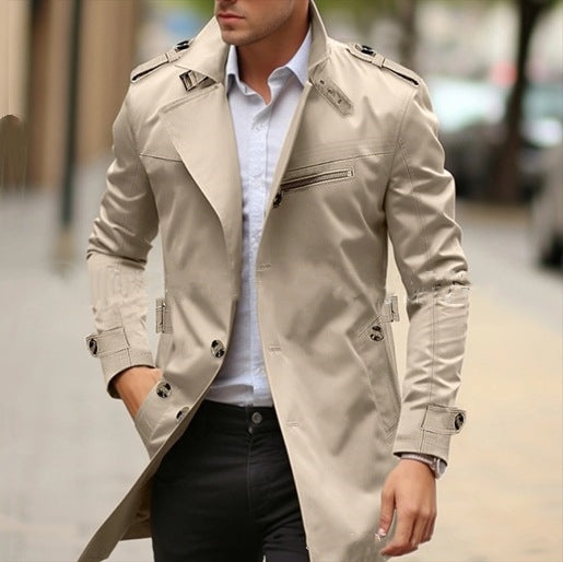 Autumn New Lapel Mid-length Men's Casual Jacket, Size: M-5XL