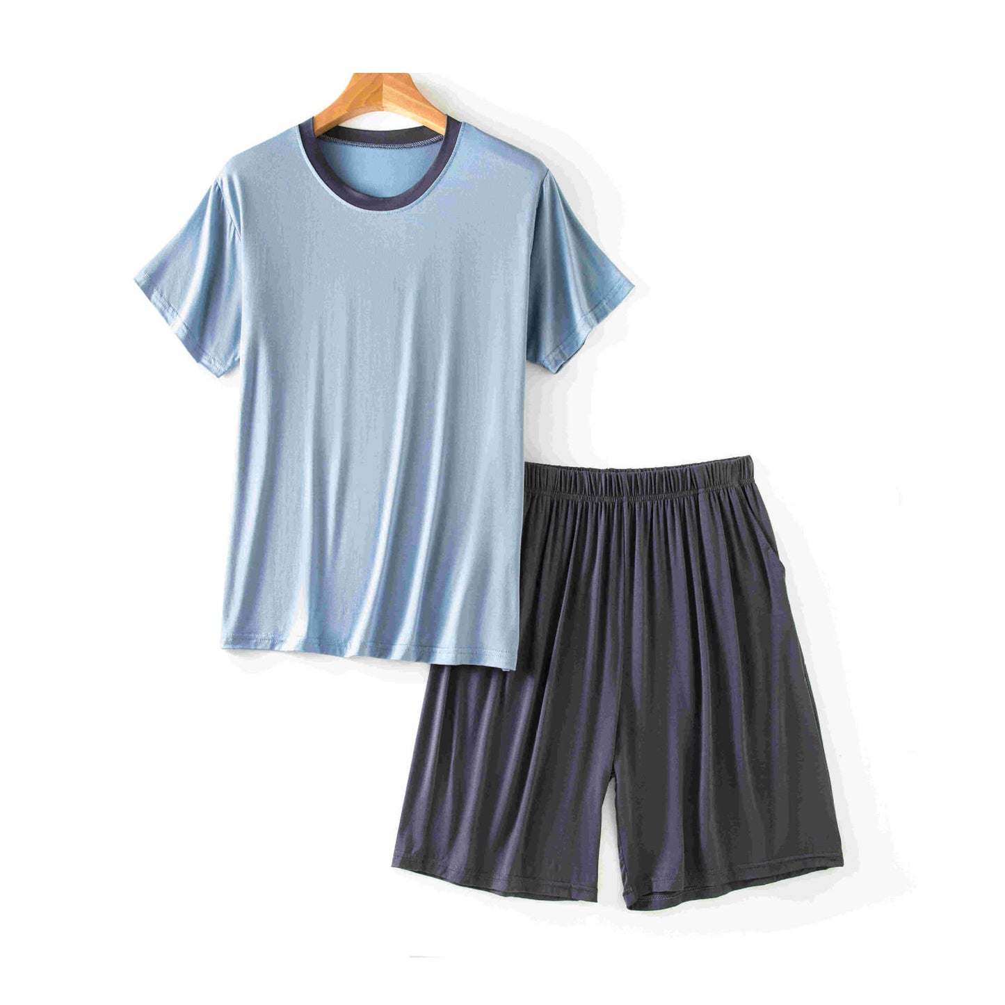 Men's Round Neck Short Sleeve Suit Summer Casual Size L - 4XL