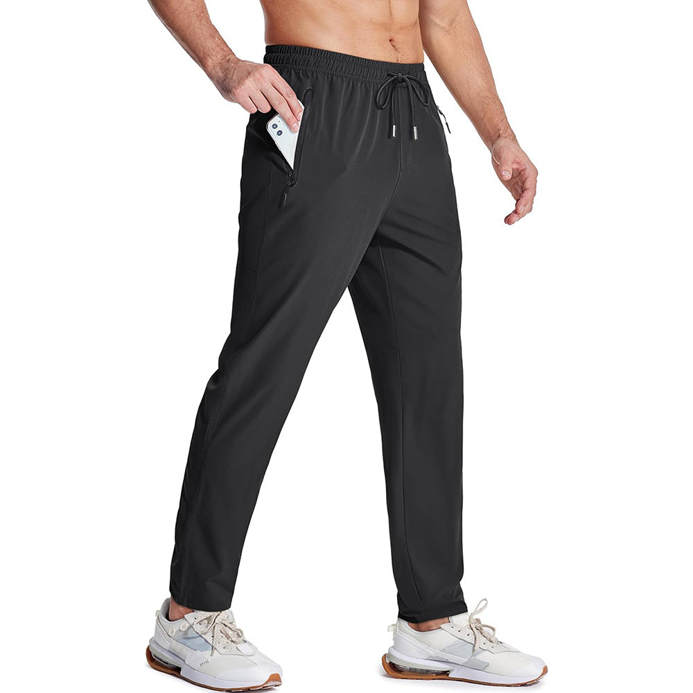 Sports Running Casual Pants Men's Loose Lace-up Elastic Waist Long Pants Size S - 4XL
